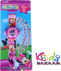MVS 24 Projecter Images Unisex Kids PVC Band Light weight Digital Wrist Watch-Mikky mouse  - Pink (Mikky Mouse ), Free