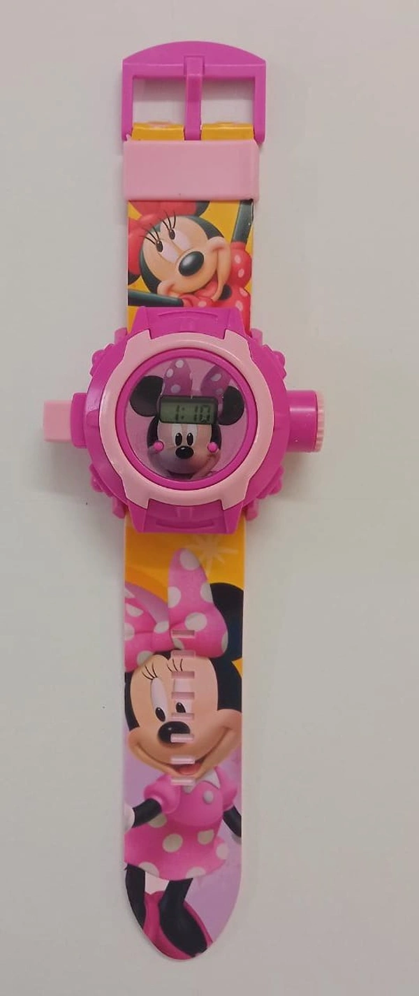 MVS 24 Projecter Images Unisex Kids PVC Band Light weight Digital Wrist Watch-Mikky mouse  - Pink (Mikky Mouse ), Free