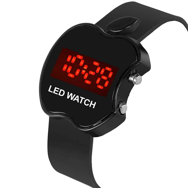 MVS Digital LED Apple Shape /Style Watches For Boys & Girls  - Black, Free