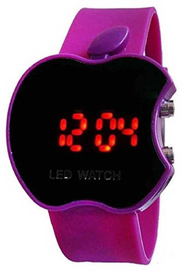 MVS Digital LED Apple Shape /Style Watches For Boys & Girls  - Purple, Free