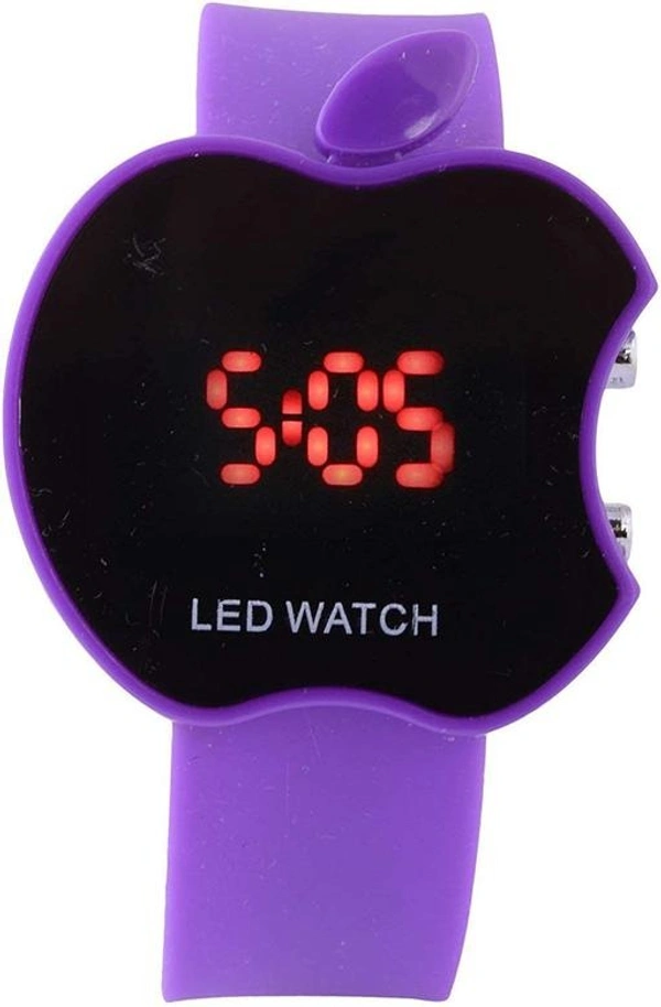 MVS Digital LED Apple Shape /Style Watches For Boys & Girls  - Purple, Free