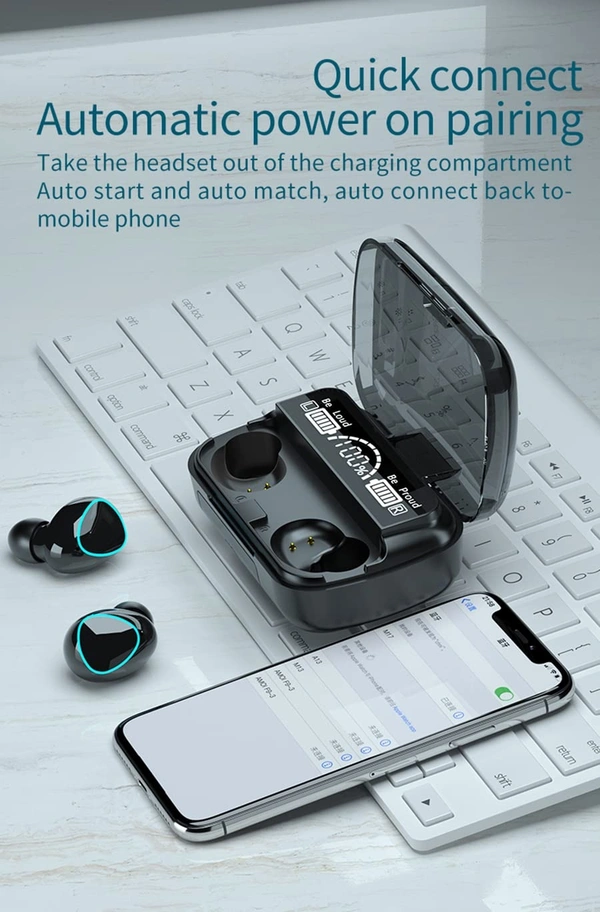 MVS M10 Earbuds/Earphones With High Bass Wireless  - Black, Free, 150