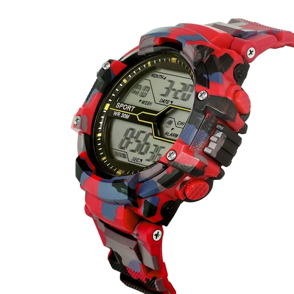 MVS Digital LED Sports Army Watches New-Red - Red, Free, 200