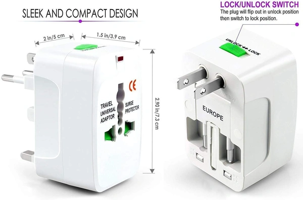 MVS All in One Universal Travel Charger Adapter \ Worldwide Charger Adapter  - White, Standard