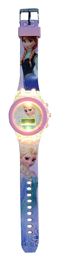 MVS Classic Girls Glowing Watch With 7 Colors Fleshing Lights - Pink (Frozen ), Free