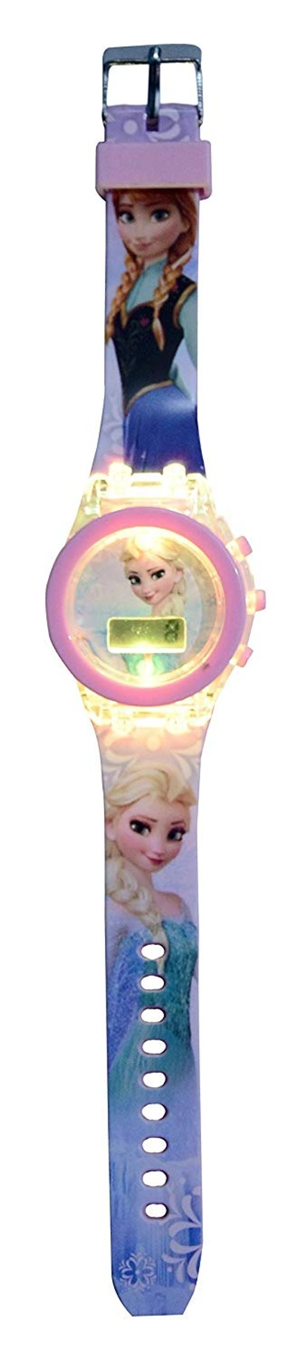 MVS Classic Girls Glowing Watch With 7 Colors Fleshing Lights - Pink (Frozen ), Free