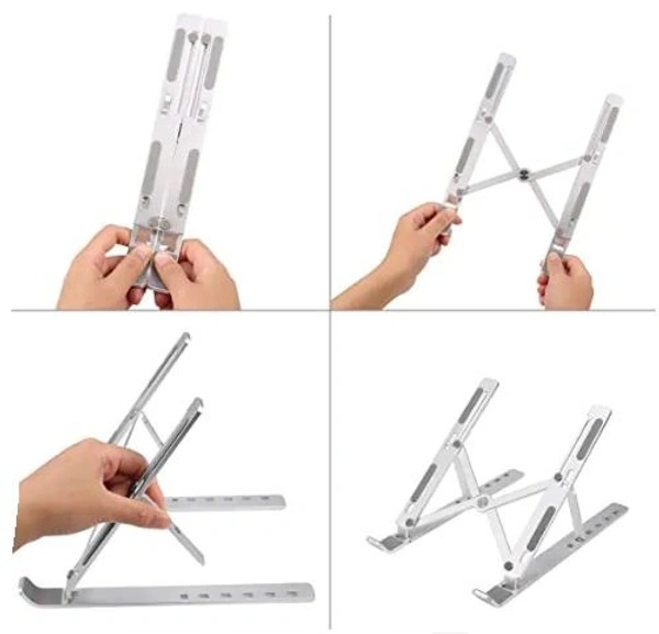 Portable Invisible Laptop Riser Stand With Premium Metal Folding Portable Laptop Stand  - Silver