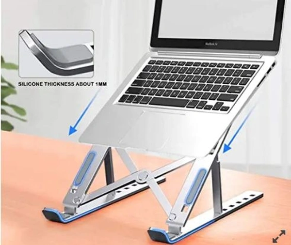 Portable Invisible Laptop Riser Stand With Premium Metal Folding Portable Laptop Stand  - Silver