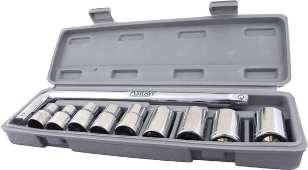 MVS 10 in 1 Hand Tools Socket Set For Car Owner.  - Silver