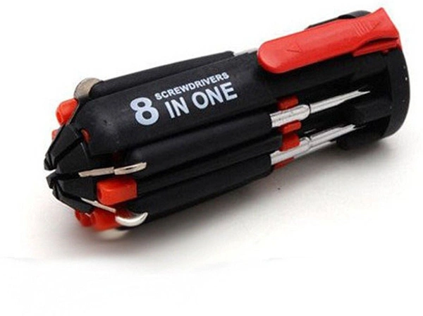 8 in 1 Multi Purpose  Portable Screwdriver Tools Set With LED Light  - Black