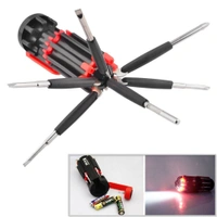  8 in 1 Multi Purpose  Portable Screwdriver Tools Set With LED Light  - Black