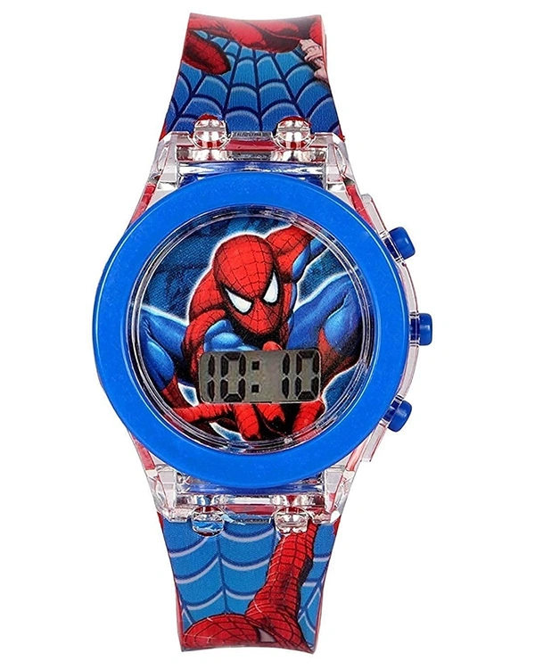 MVS Classic  Glowing Watch With 7 Colors Fleshing Lights-Spiderman  - Red(Spiderman), Free