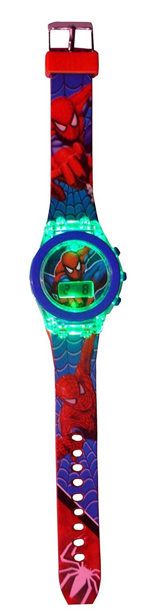 MVS Classic  Glowing Watch With 7 Colors Fleshing Lights-Spiderman  - Red(Spiderman), Free