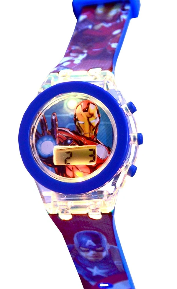 MVS Classic  Glowing Watch with 7 Colors Fleshing Lights-Avenger  - Blue(Avenger), Free