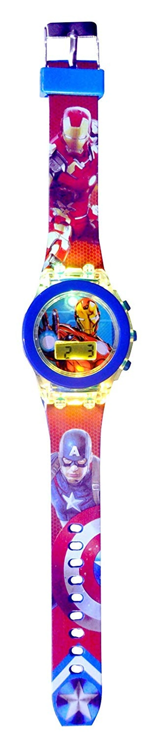 MVS Classic  Glowing Watch with 7 Colors Fleshing Lights-Avenger  - Blue(Avenger), Free