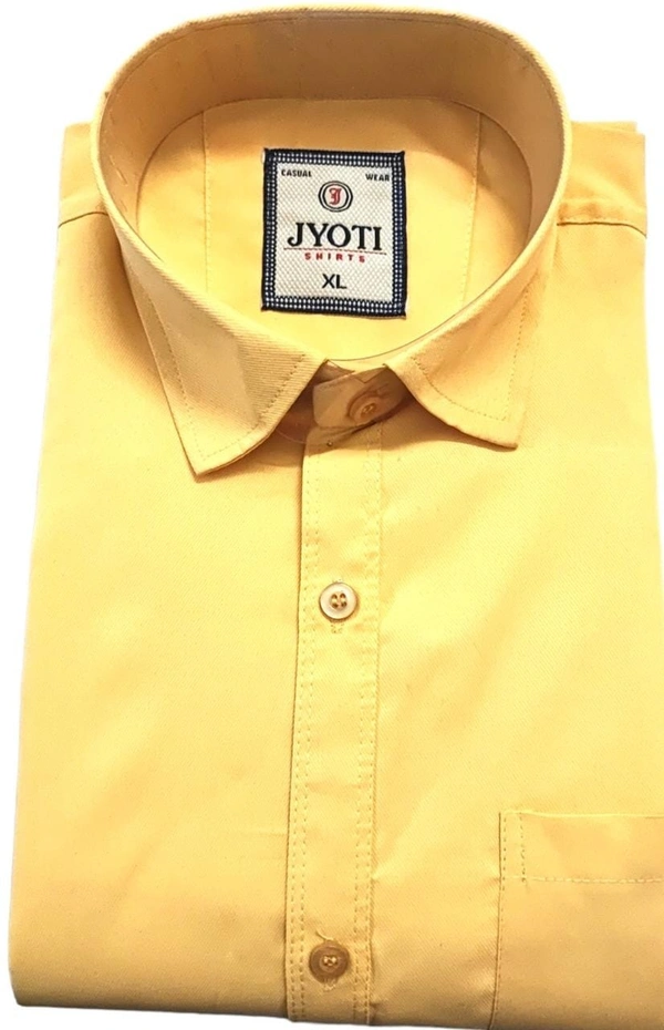 MVS Men's Cotton Blend | Regular Fit | Solid Plain Colors | Formal Shirt | Full Sleeve - Yellow, XXL