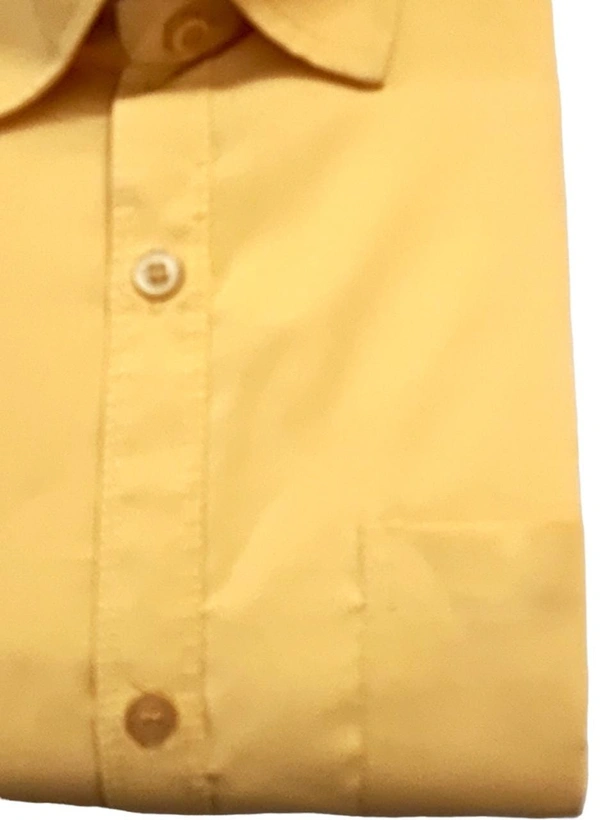 MVS Men's Cotton Blend | Regular Fit | Solid Plain Colors | Formal Shirt | Full Sleeve - Yellow, XXL