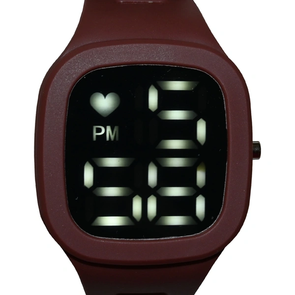 MVS Sports Watch With Large LED Digits  Square  Dial Watch For Men  - Brown
