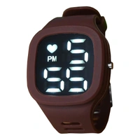 MVS Sports Watch With Large LED Digits  Square  Dial Watch For Men  - Brown