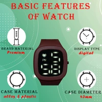 MVS Sports Watch With Large LED Digits  Square  Dial Watch For Men  - Brown