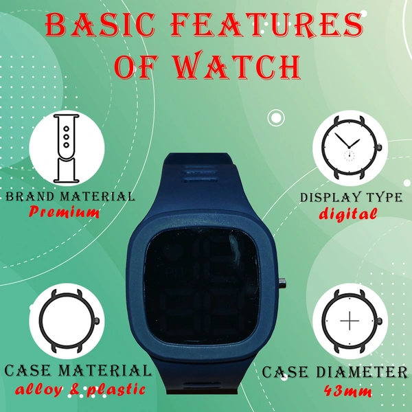 MVS Sports Watch With Large LED Digits Square  Dial Watch For Men  - Blue