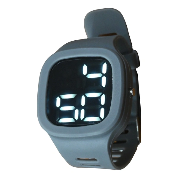 MVS  Sports Watch With Large LED Digits  Square Dial Watch For Men  - Grey