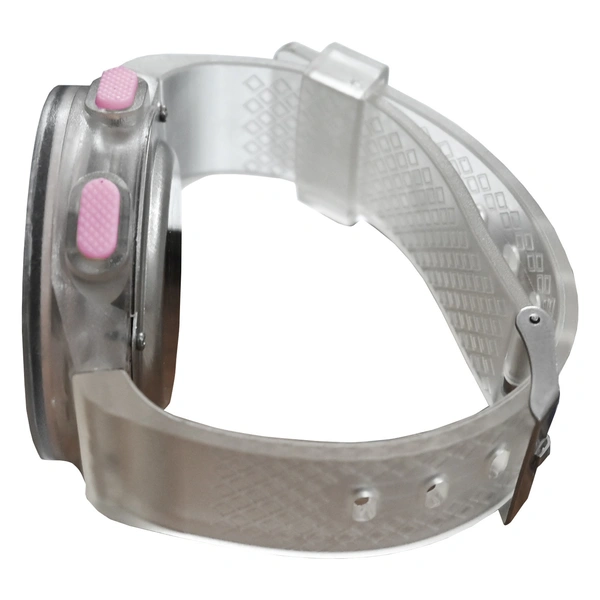 MVS Fashionable Round LED Sports Digital  Watch With Back-Lite/Stopwatch/Alarm For Men  - Peach