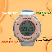 MVS Fashionable Round LED Sports Digital  Watch With Back-Lite/Stopwatch/Alarm For Men  - Peach