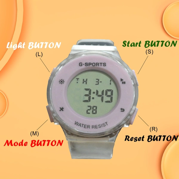 MVS Fashionable Round LED Sports Digital  Watch With Back-Lite/Stopwatch/Alarm For Men  - Purple