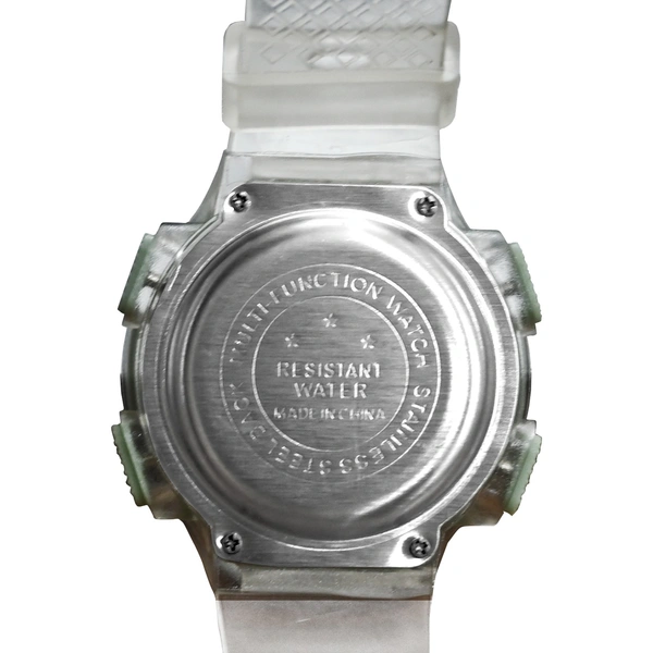 MVS Fashionable Round LED Sports Digital  Watch With Back-Lite/Stopwatch/Alarm For Men  - Green