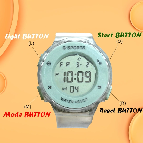 MVS Fashionable Round LED Sports Digital  Watch With Back-Lite/Stopwatch/Alarm For Men  - Green