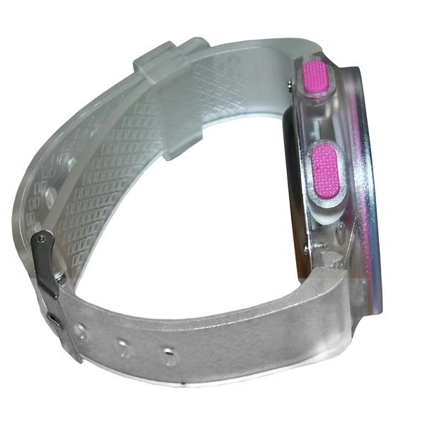 MVS Fashionable Round LED Sports Digital  Watch With Back-Lite/Stopwatch/Alarm For Men  - Pink