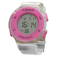 MVS Fashionable Round LED Sports Digital  Watch With Back-Lite/Stopwatch/Alarm For Men  - Pink