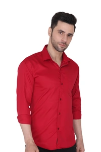 MVS Men's Cotton Blend | Regular Fit | Solid Plain Colors | Formal Shirt | Full Sleeve - Maroon, XXL