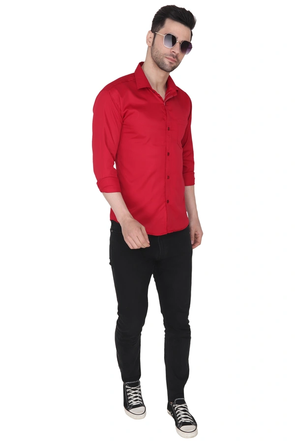 MVS Men's Cotton Blend | Regular Fit | Solid Plain Colors | Formal Shirt | Full Sleeve - Maroon, M
