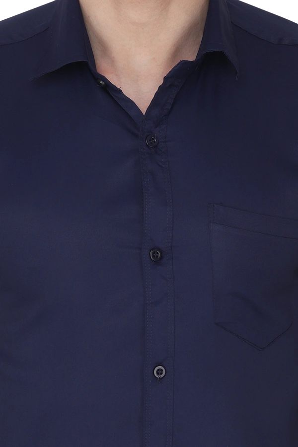 MVS Men's Cotton Blend | Regular Fit | Solid Plain Colors | Formal Shirt | Full Sleeve - Blue, M