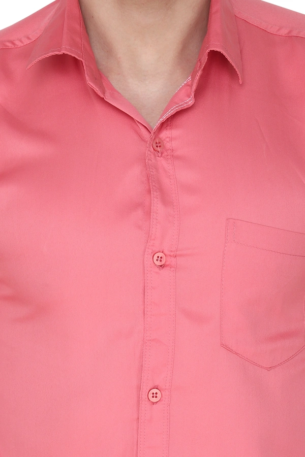MVS Men's Cotton Blend | Regular Fit | Solid Plain Colors | Formal Shirt | Full Sleeve - Pink, XL