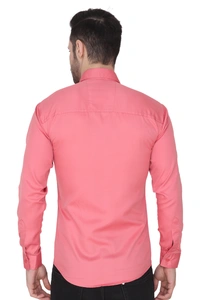 MVS Men's Cotton Blend | Regular Fit | Solid Plain Colors | Formal Shirt | Full Sleeve - Pink, XXL