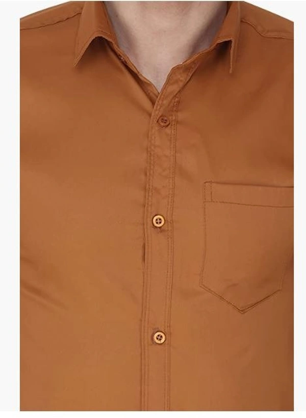 MVS Men's Cotton Blend | Regular Fit | Solid Plain Colors | Formal Shirt | Full Sleeve - Brown, XXL