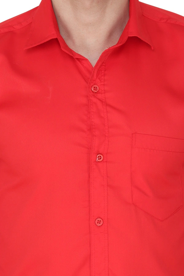 MVS Men's Cotton Blend | Regular Fit | Solid Plain Colors | Formal Shirt | Full Sleeve - Red, L