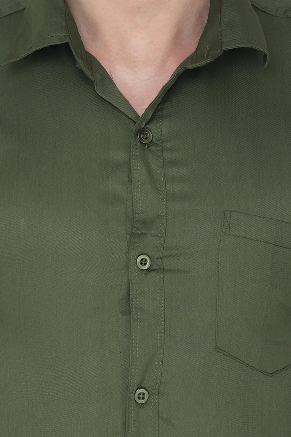 MVS Men's Cotton Blend | Regular Fit | Solid Plain Colors | Formal Shirt | Full Sleeve - Olive, XXL