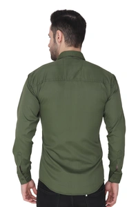 MVS Men's Cotton Blend | Regular Fit | Solid Plain Colors | Formal Shirt | Full Sleeve - Olive, XXL