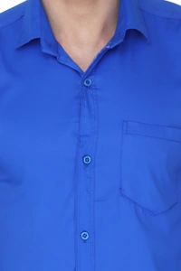 MVS Men's Cotton Blend | Regular Fit | Solid Plain Colors | Formal Shirt | Full Sleeve - Royal Blue, M