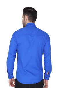 MVS Men's Cotton Blend | Regular Fit | Solid Plain Colors | Formal Shirt | Full Sleeve - Royal Blue, M