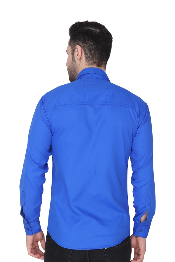MVS Men's Cotton Blend | Regular Fit | Solid Plain Colors | Formal Shirt | Full Sleeve - Royal Blue, M