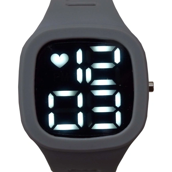 Kids LED Digital Square Shape Dial With Rubber Strep  - Grey