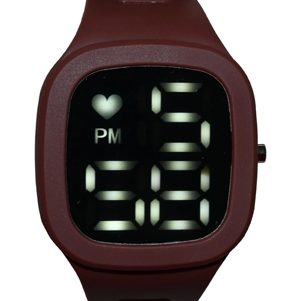 Kids LED Digital Square  Shape Dial With Rubber Strep  - Brown