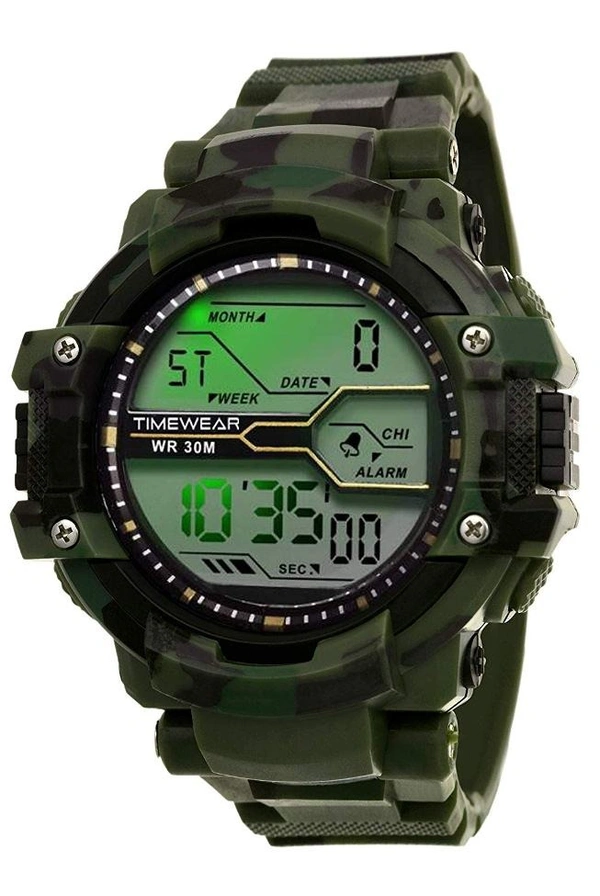 MVS LED Digital Army Sports Light , Shock Resistant With Free  Apple Shape Dial  Digital Watch  - Green