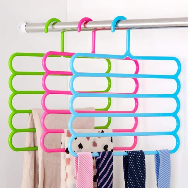1688 Multipurpose Multi-Layer 5-in-1 Plastic Hanger Clothes Organiser