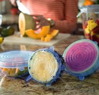 2154 Silicone Stretch Lids Reuseable Microwave Safe Flexible Covers (Set of 6) (Loose Pack)